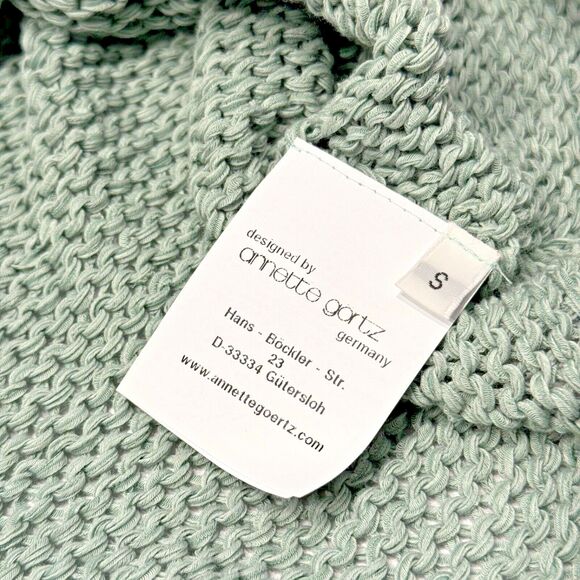 Annette Gortz Germany Green Open Knit V-Neck Sweater Lagenlook Women's Small - Picture 4 of 6